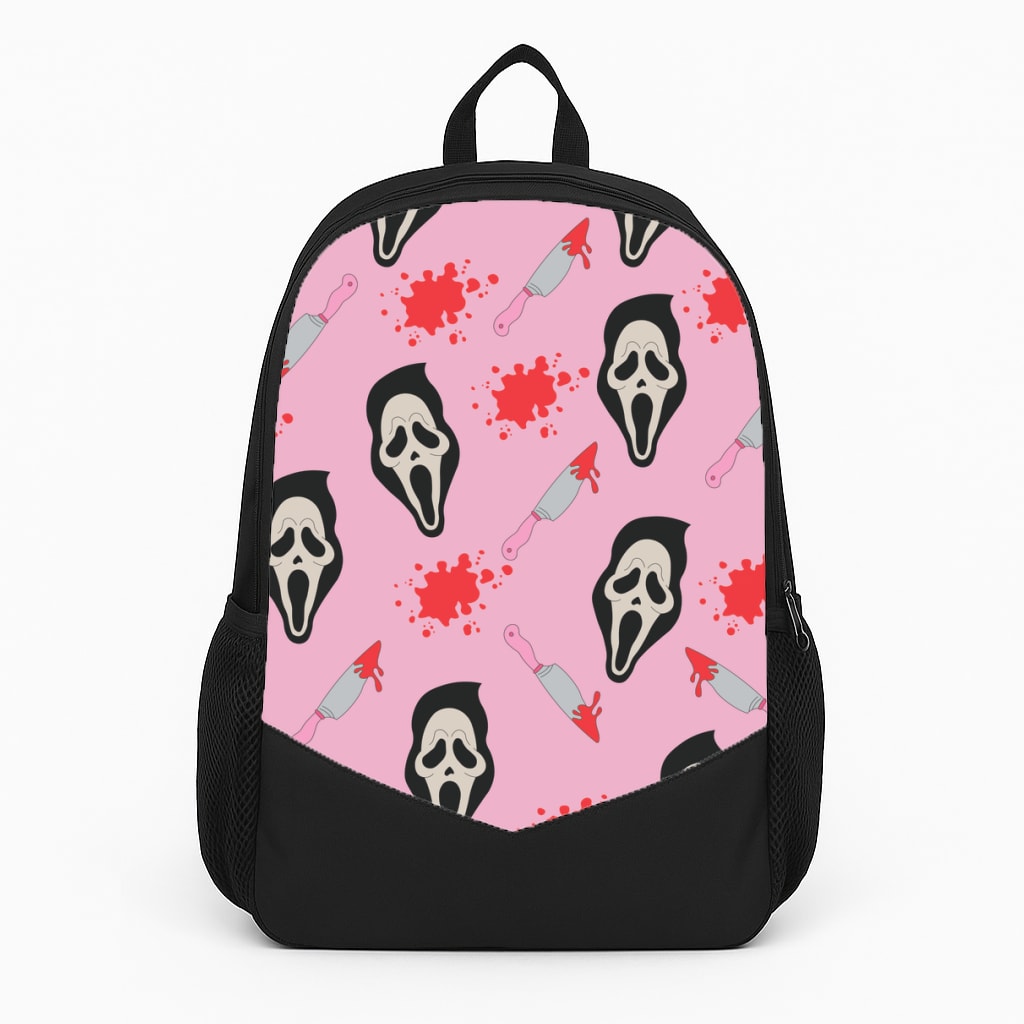 Pink Ghostface Pattern - Scream Large Backpack