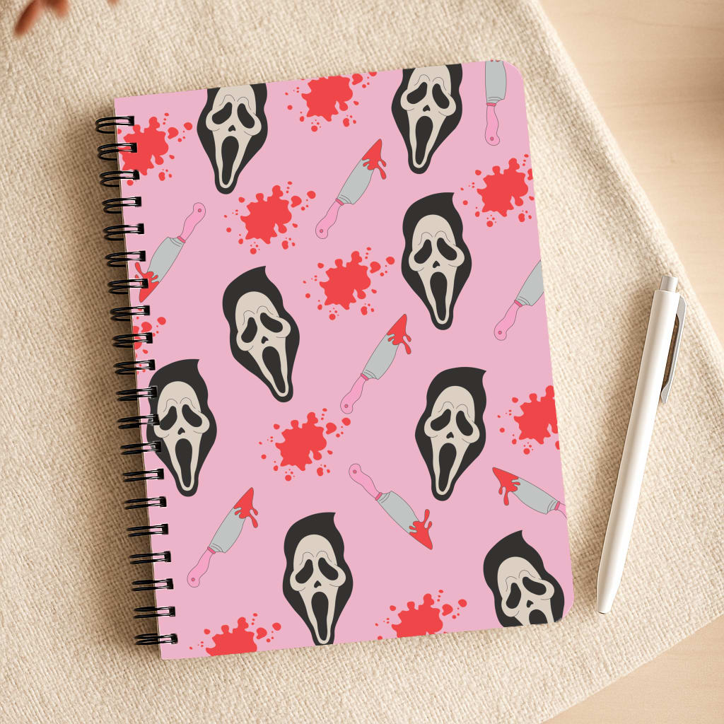 Pink Ghostface Pattern - Scream Notepad