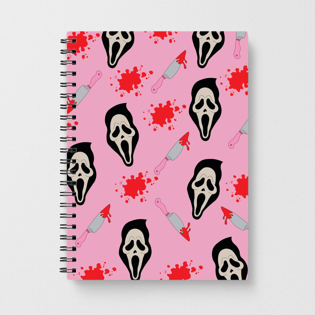 Pink Ghostface Pattern - Scream Notebook