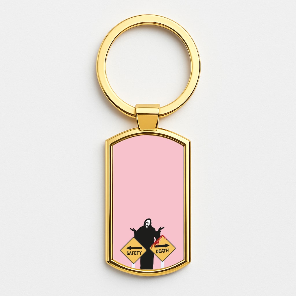 Safety Or Death - Scream Gold Keyring