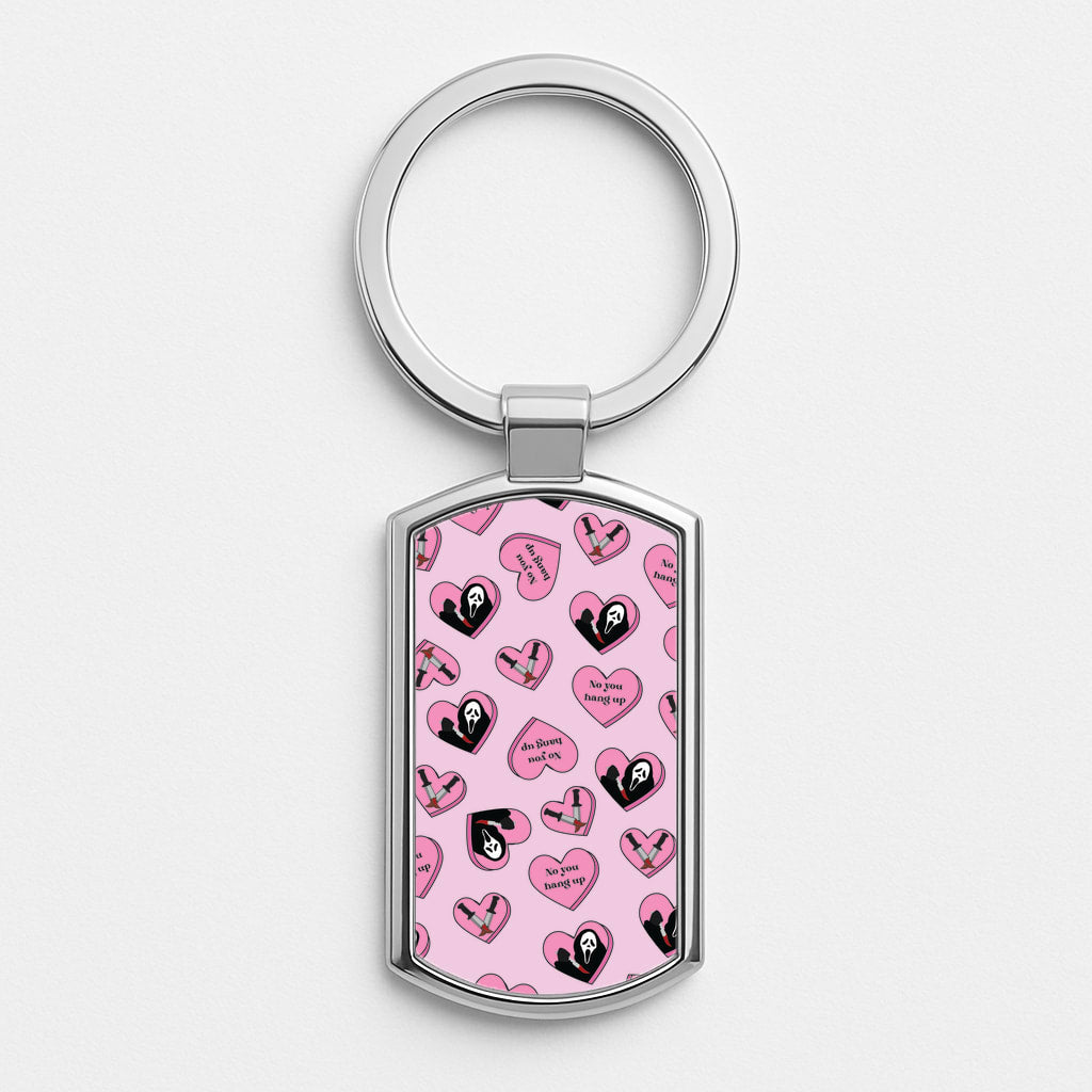 No You Hang Up Love Hearts Silver Keyring