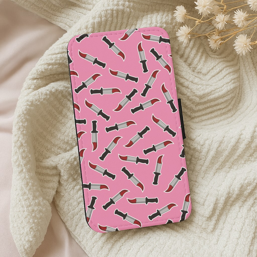 Bloody Knife Pattern Wallet Phone Case