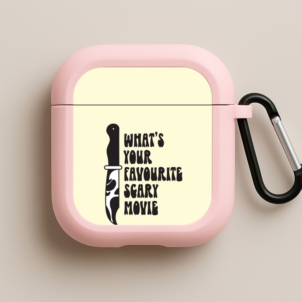 What's Your Favourite Scary Movie Trippy Pink AirPods Case