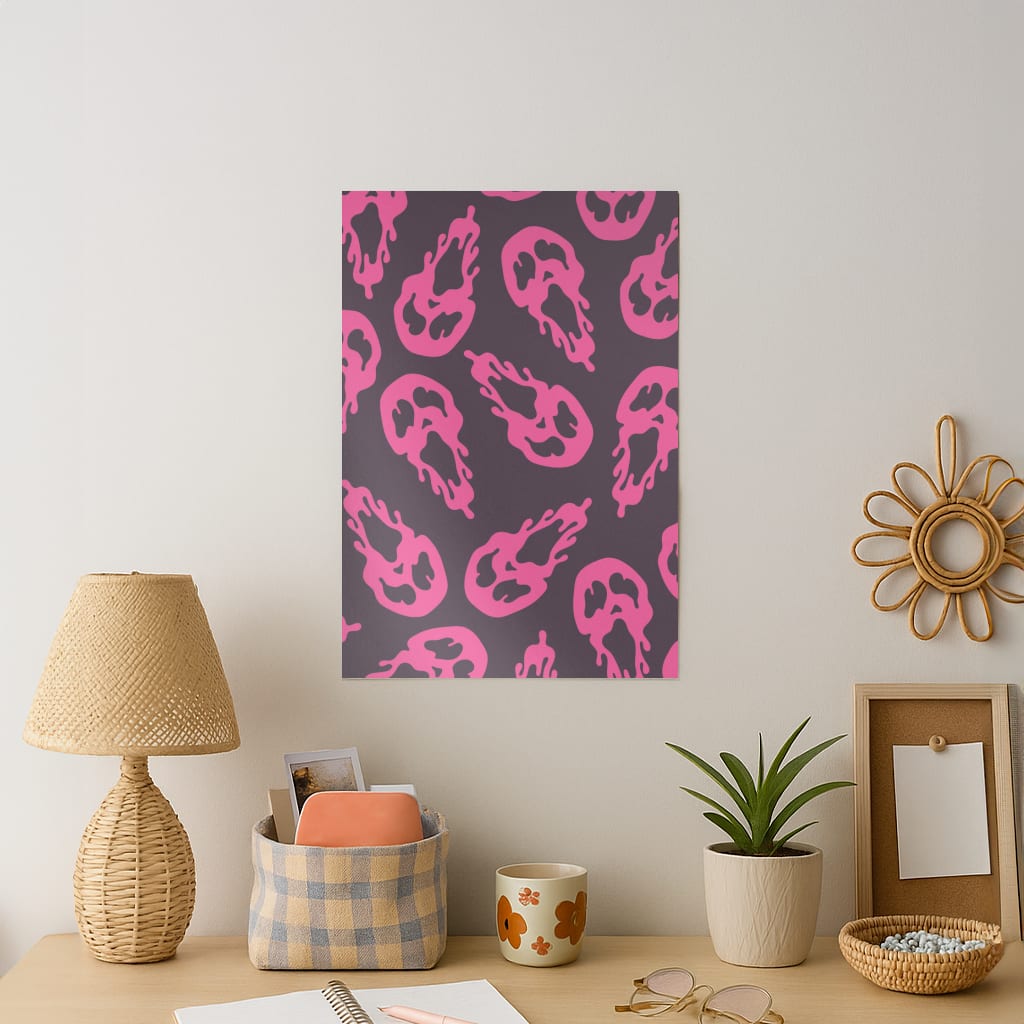Trippy Ghost Face Pattern Art Print