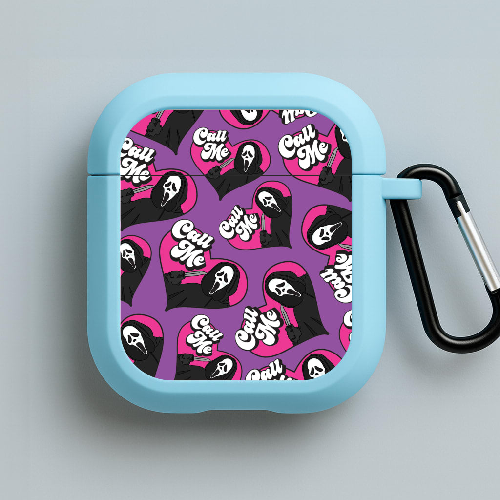 Call Me Heart Pattern Blue AirPods Case