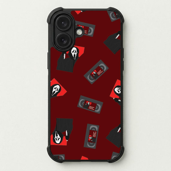 VHS & Ghostface Pattern Phone Case — Bumper case
