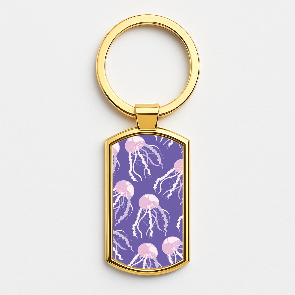 Jellyfish Pattern - Sealife Gold Keyring