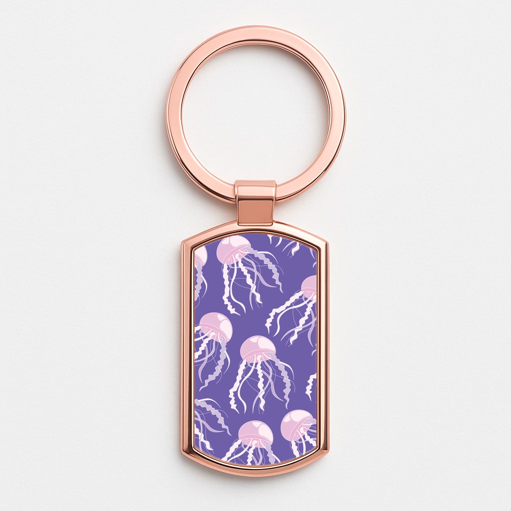 Jellyfish Pattern - Sealife Rose Gold Keyring
