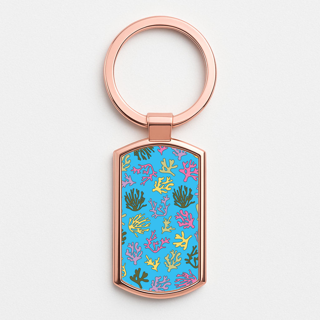 Coral Pattern - Sealife Rose Gold Keyring