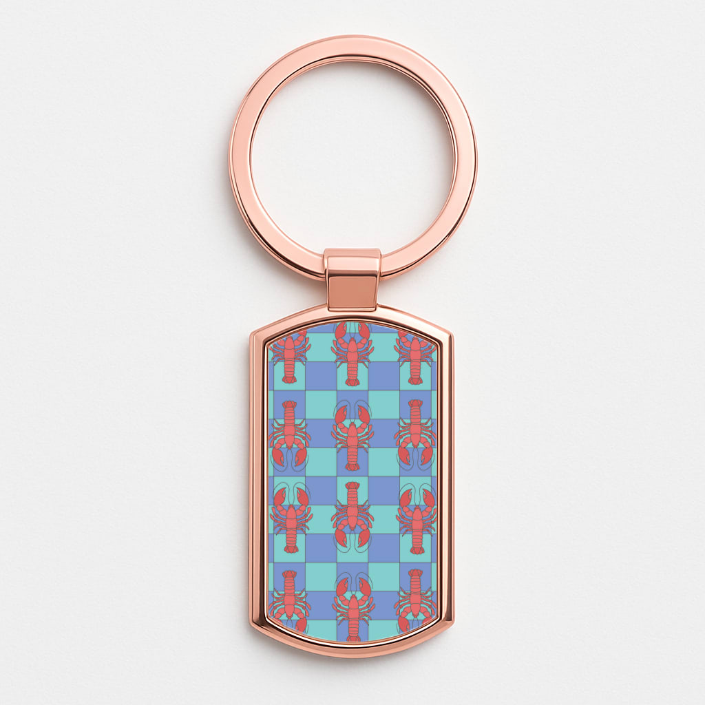 Lobster Pattern - Sealife Rose Gold Keyring