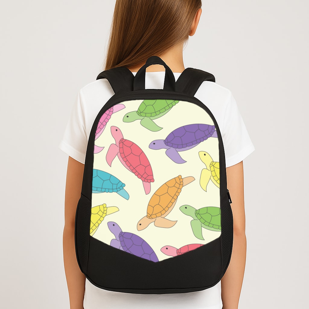 Multi Coloured Turtle Pattern - Sealife Large School Bag