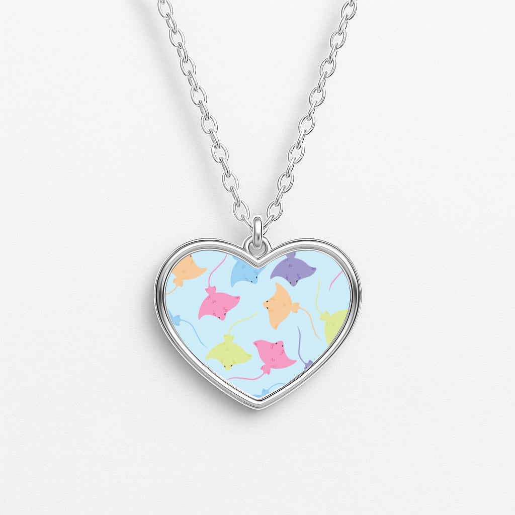 Multi Coloured Sting Ray Pattern - Sealife Heart Necklace