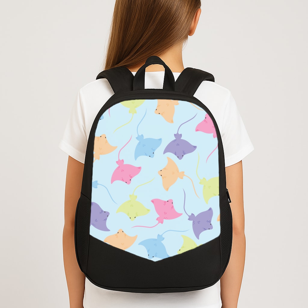 Multi Coloured Sting Ray Pattern - Sealife Large School Bag