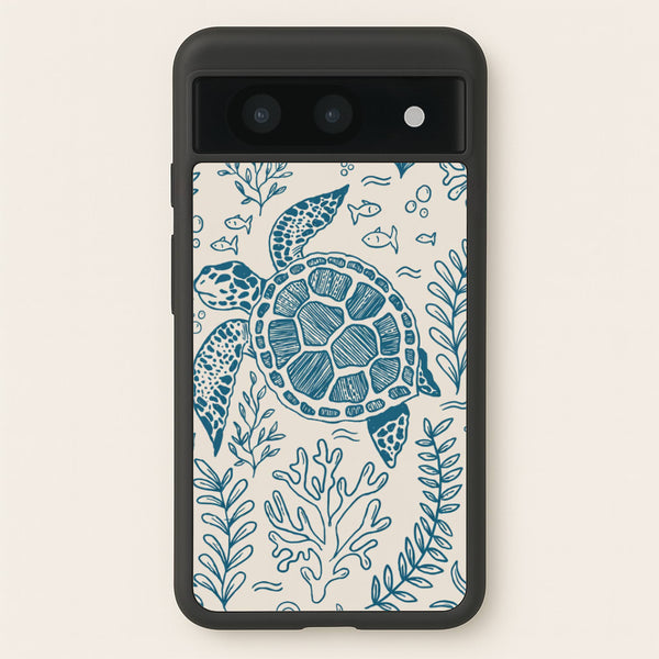 Teal Turtle Reef Phone Case - Google Pixel 8a / Standard