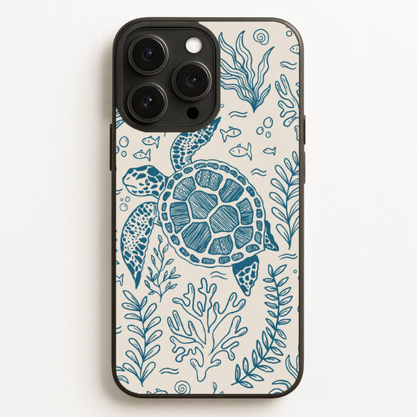 Teal Turtle Reef Phone Case - iPhone 12 Pro Max / Standard