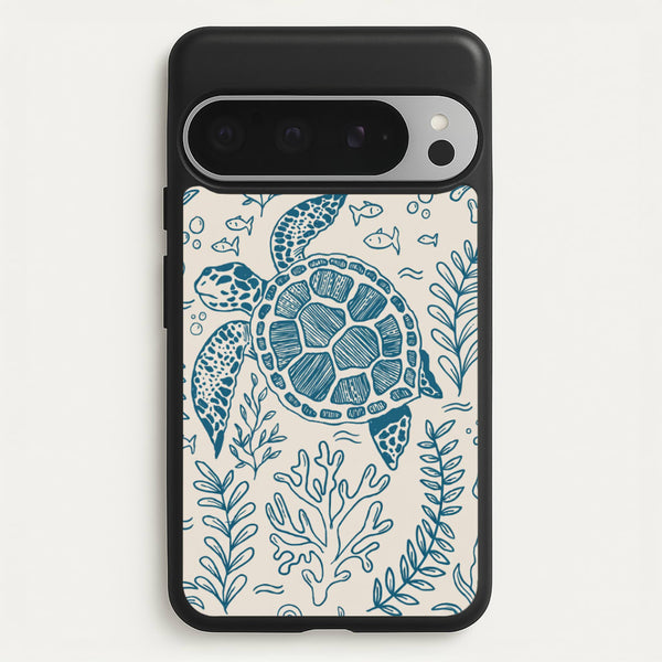 Teal Turtle Reef Phone Case - Google Pixel 9 Pro XL / Standard