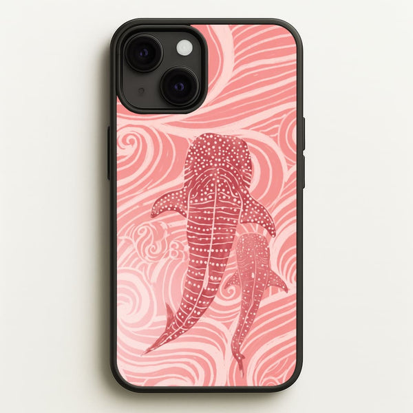 Rose Whale Shark Swirls Phone Case - iPhone 13 Mini / Standard