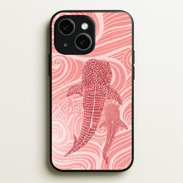 Rose Whale Shark Swirls Phone Case - iPhone 15 / Standard