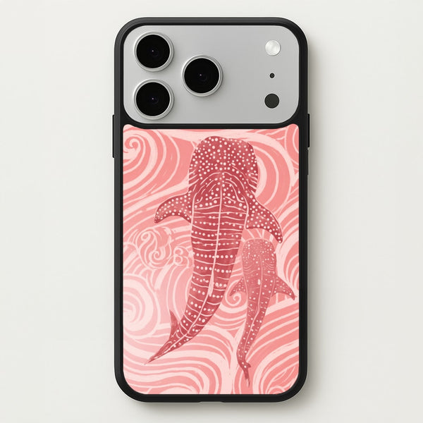 Rose Whale Shark Swirls Phone Case - iPhone 17 Pro Max / Standard