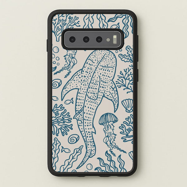 Teal Whale Shark Reef Phone Case - Galaxy S10 / Standard