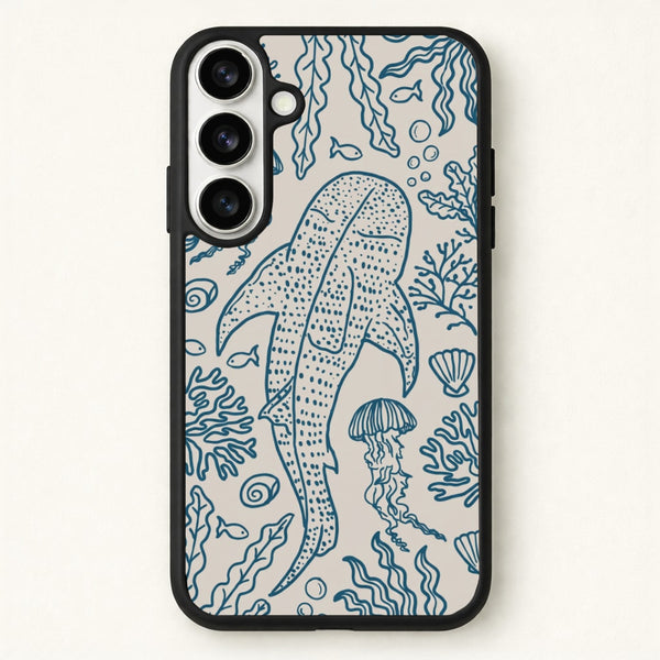 Teal Whale Shark Reef Phone Case - Galaxy S26 / Standard