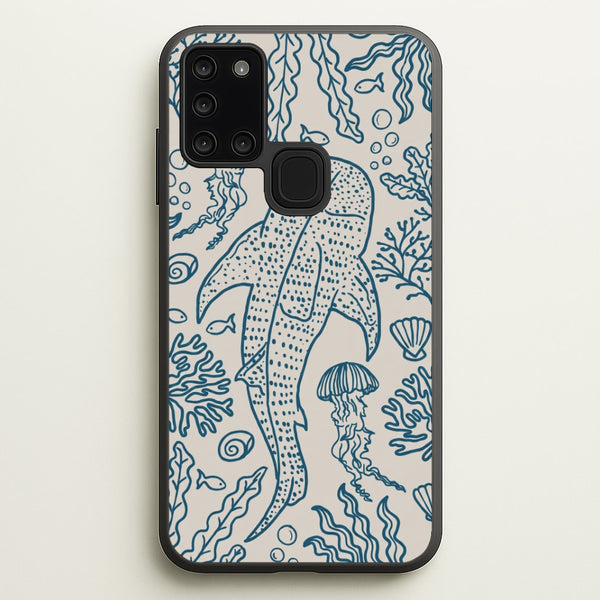 Teal Whale Shark Reef Phone Case - Galaxy A21s / Standard