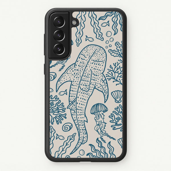 Teal Whale Shark Reef Phone Case - Galaxy S21FE / Standard