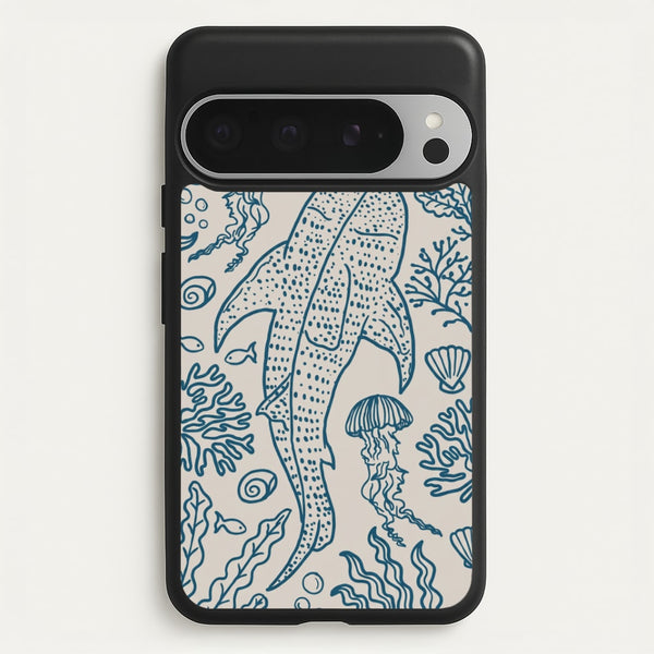 Teal Whale Shark Reef Phone Case - Google Pixel 9 Pro XL / Standard