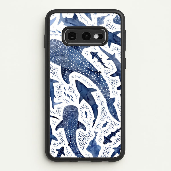 Indigo Watercolour Sharks Phone Case - Galaxy S10e / Standard