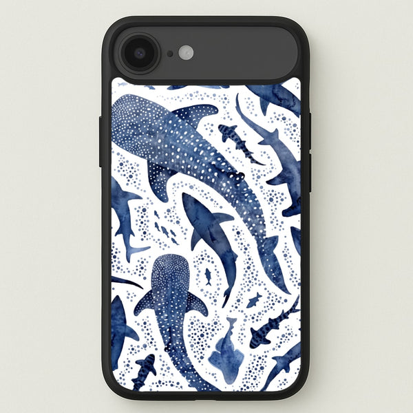 Indigo Watercolour Sharks Phone Case - iPhone 17 Air / Standard