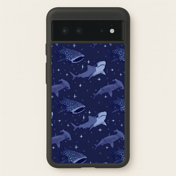 Navy Shark Pattern Phone Case - Google Pixel 6 / Standard