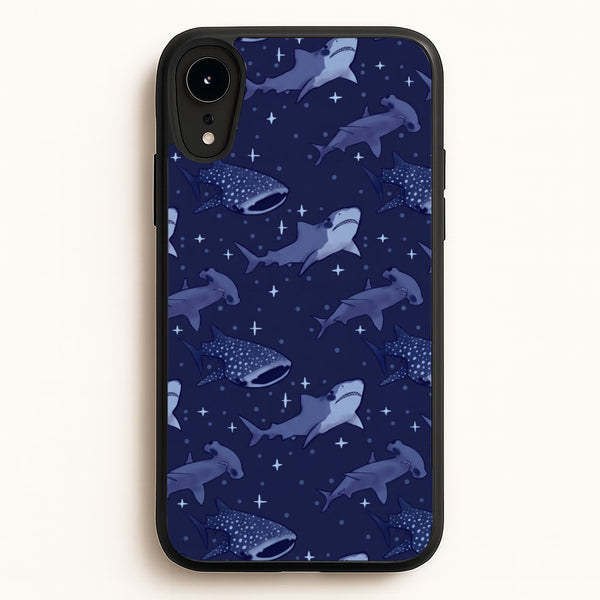 Navy Shark Pattern Phone Case - iPhone XR / Standard