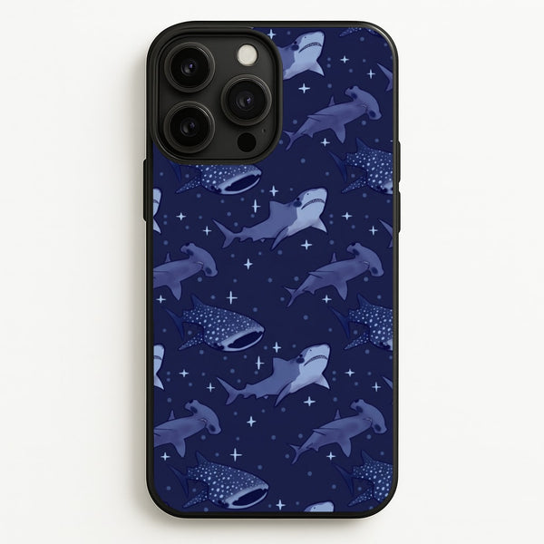 Navy Shark Pattern Phone Case - iPhone 13 Pro Max / Standard