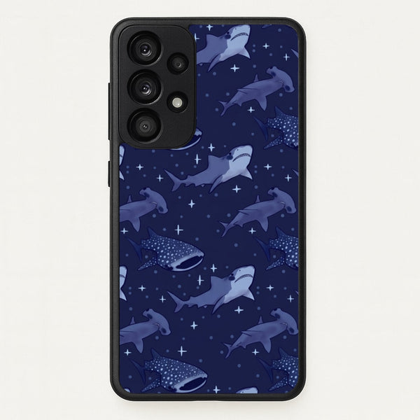 Navy Shark Pattern Phone Case - Galaxy A33 / Standard