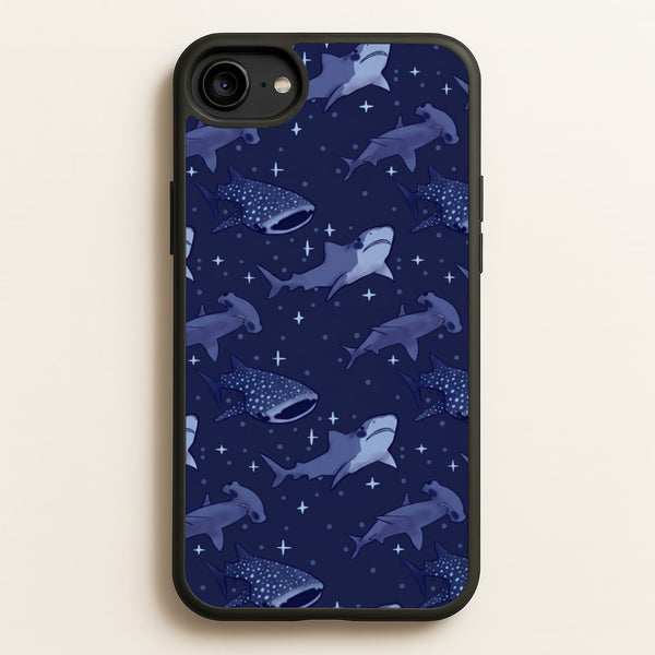 Navy Shark Pattern Phone Case - iPhone 6 / 7 / 8 / SE / Standard