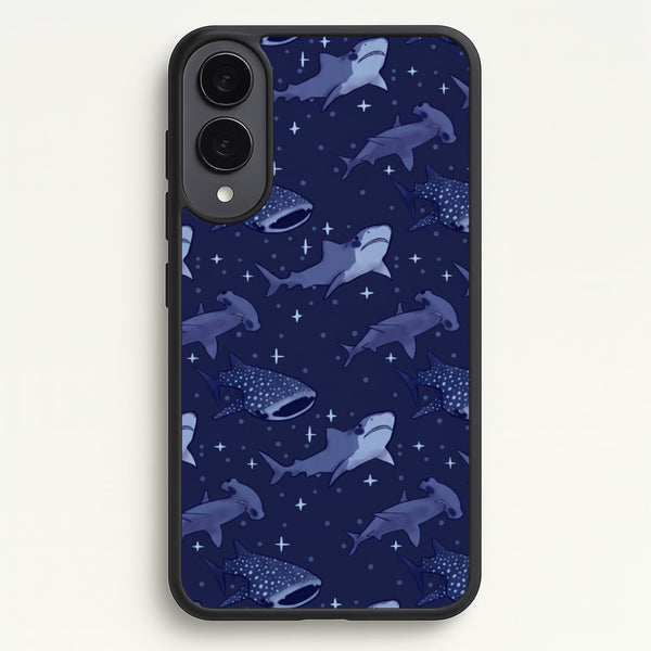 Navy Shark Pattern Phone Case - Galaxy S25 Edge / Standard