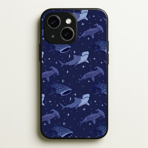 Navy Shark Pattern Phone Case - iPhone 14 / Standard