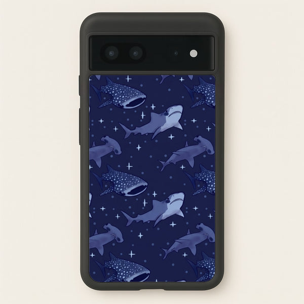 Navy Shark Pattern Phone Case - Google Pixel 7 / Standard