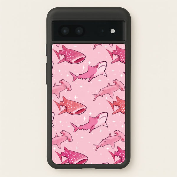 Pink Shark Pattern Phone Case - Google Pixel 7 / Standard