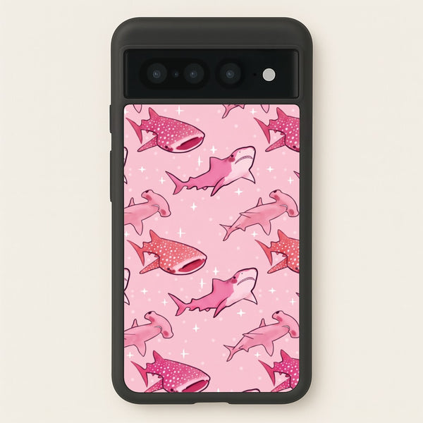 Pink Shark Pattern Phone Case - Google Pixel 7 Pro / Standard