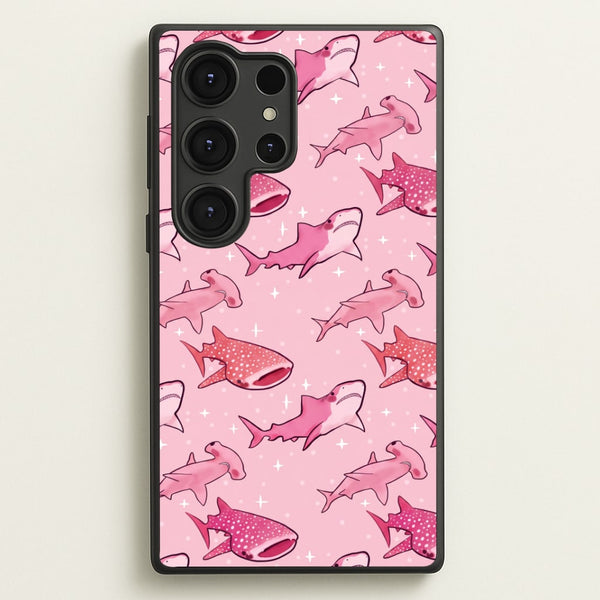 Pink Shark Pattern Phone Case - Galaxy S25 Ultra / Standard