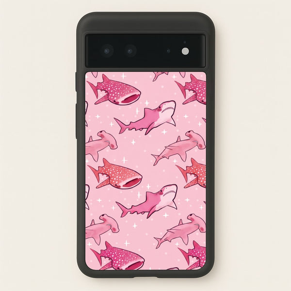 Pink Shark Pattern Phone Case - Google Pixel 6 / Standard