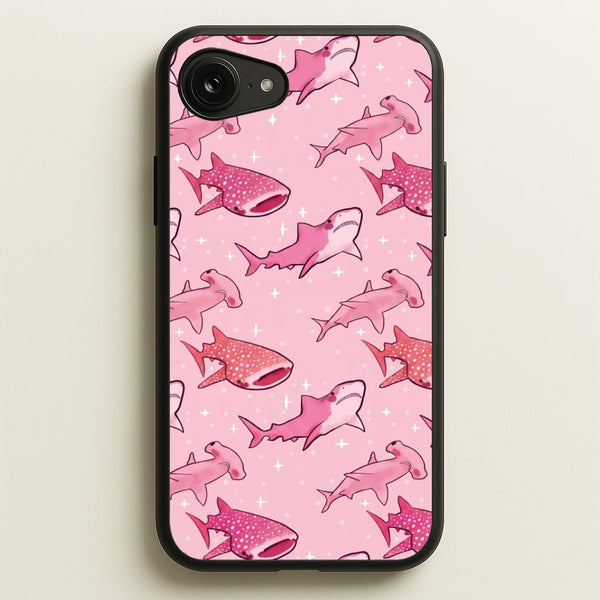 Pink Shark Pattern Phone Case - iPhone 16e / Standard