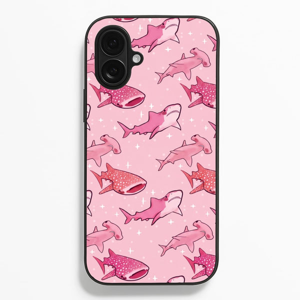 Pink Shark Pattern Phone Case - iPhone 16 Plus / Standard