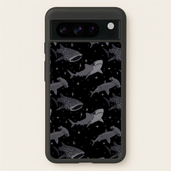 Black Shark Pattern Phone Case - Google Pixel 8 Pro / Standard