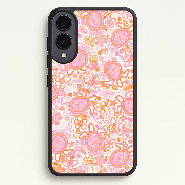 Coral Turtle Doodles Phone Case - Galaxy S25 Edge / Standard