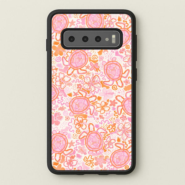 Coral Turtle Doodles Phone Case - Galaxy S10 Plus / Standard