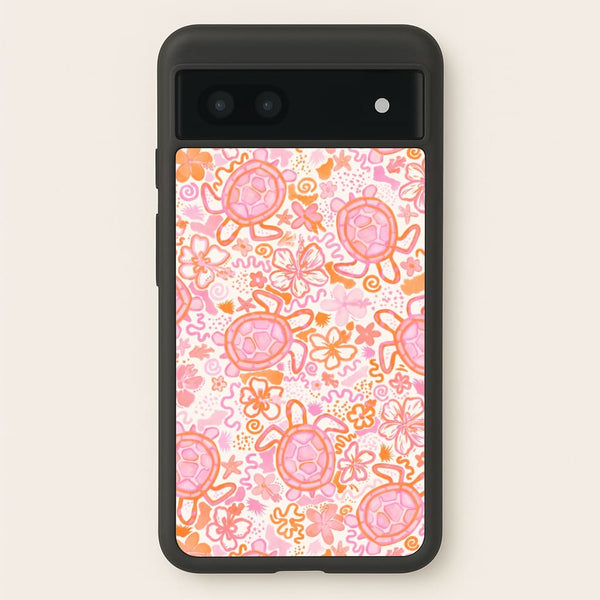 Coral Turtle Doodles Phone Case - Google Pixel 7a / Standard