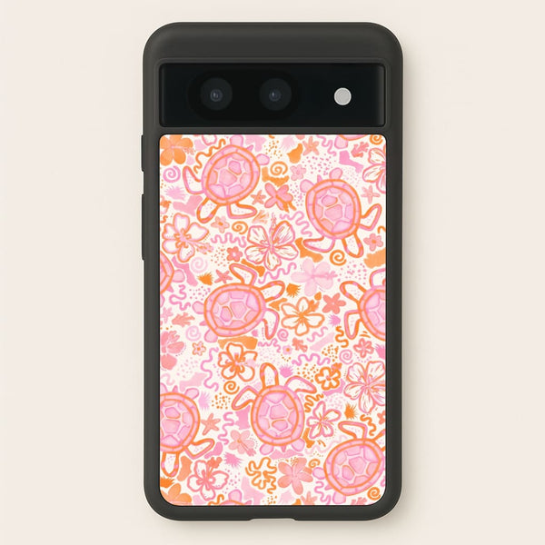 Coral Turtle Doodles Phone Case - Google Pixel 8a / Standard