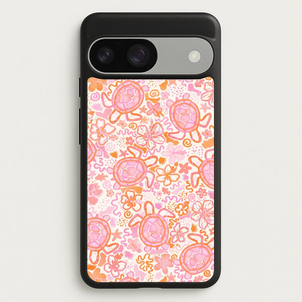 Coral Turtle Doodles Phone Case - Google Pixel 9 / 9 Pro / Standard
